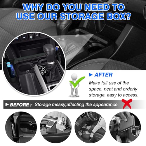Autorder Gear Shift Organizer for 2016-2020 2021 2022 2023 Toyota Tacoma Accessories Center Console Organizer Gear Shift Organizer Insert Tray with Anti-Slip Mat - size: 2016-2023 Tacoma