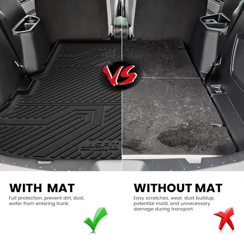 LASFIT Trunk & Backrest Mat for Ford Explorer 2011-2019, Custom Fit All Weather Protector TPE One-Piece Design Easy Installation Trunk with Seatback Mat, 1pc Black - style: 3) Explorer 6&7 Seats| 11-19 | Cargo&Seatback