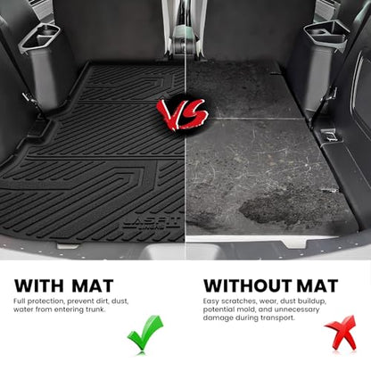 LASFIT Trunk & Backrest Mat for Ford Explorer 2011-2019, Custom Fit All Weather Protector TPE One-Piece Design Easy Installation Trunk with Seatback Mat, 1pc Black - style: 3) Explorer 6&7 Seats| 11-19 | Cargo&Seatback