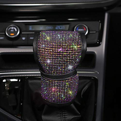 Plush Auto Gear Shift Knob Cover with Crystal Glitter Bling Rhinestones for Girls,Lady Universal Fit (Bling) (Colorful) - color: Colorful