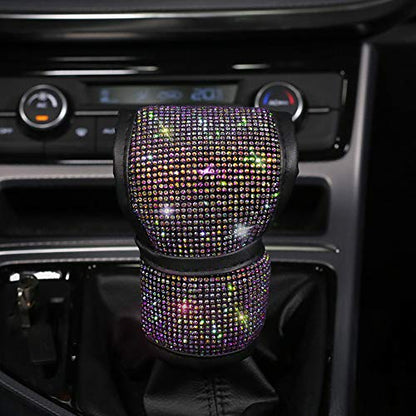 Plush Auto Gear Shift Knob Cover with Crystal Glitter Bling Rhinestones for Girls,Lady Universal Fit (Bling) (Colorful) - color: Colorful