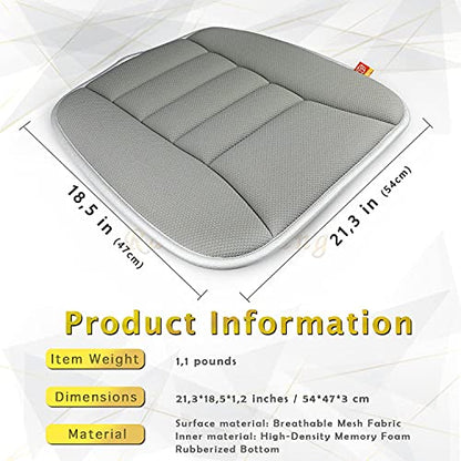 Car Seat Cushion Memory Foam Thin Seat Cushion for Car Truck Seat Driver, 20x18.5x1.2 Inches, Grey - color: Grey