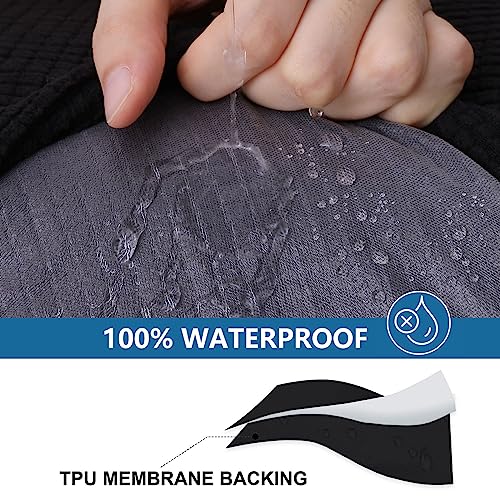 hyha Waterproof Sectional Couch Covers, Non Slip Sofa Couch Cushion Covers L Shape, Thick Stretch Jacquard Fabric, Washable Sofa Slipcovers with Elastic Bottom (1 Piece for Chaise XL, Black) - color: Black, size: Chaise XL