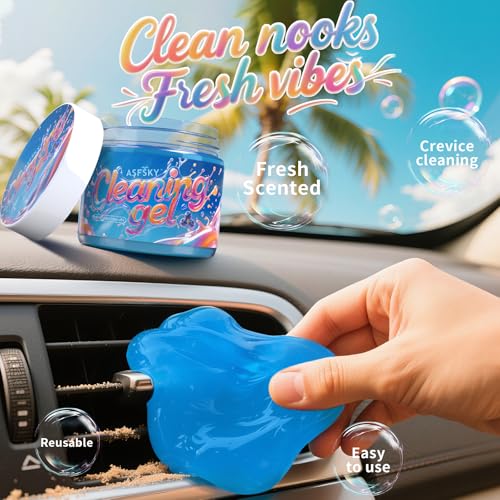 ASFSKY Car Cleaning Gel (Blue,Blueberry) Cleaning Putty Universal Dust Cleaning Car Interior Cleaner Keyboard Dust Remover Car Slime Gifts for Men Women Girl（1 Pack） - color: blue