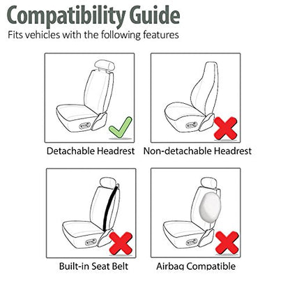 FH Group Car Seat Covers Front Set in Cloth-Car Seat Covers for Low Back Car Seats with Removable Headrest,Universal Fit,Automotive Seat Covers,Washable Car Seat Cover for SUV,Sedan,Van Green - color: Green, style: Seat Cover Front Set