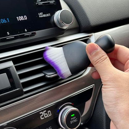 Car Detailing Brush, Soft Bristle Cleaning Brush, Scratch-Free Auto Duster Tool for Dashboard, Air Vents, Leather & Interior Cleaning (Black&Purple with Cap) - color: Black&Purple with Cap