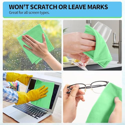 Microfiber Cleaning Cloth, 6 Pack Glasses Cleaning Cloth, 16" ×14" Window Cleaning Rags, Streak Free Lint Free Polishing Cloths Wipes for Eye Glass Stainless Steel Windshield, Sage Green - color: Sage Green, size: 6 Pk-16" X 14"