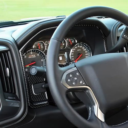 Car Center Console Instrument Frame Sticker Carbon Fiber Decal Cover Interior Trim for Chevrolet Silverado/GMC Sierra 1500 2500HD 3500HD 2014-2018 Accessories - color: Center Console Instrument Frame