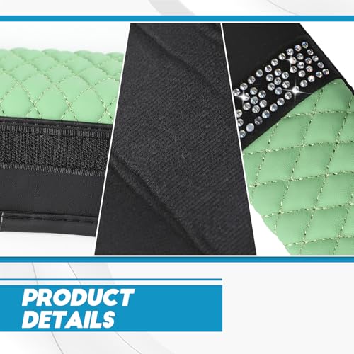 wuyaoyao 2PCS Bling Car Seat Belt Cover Pad, Breathable Leather Seatbelt Covers for Cars, Soft Comfortable Seatbelt Shoulder Strap Covers, Rhinestone Auto Seat Belt Protector Cushion (Green) - color: Green