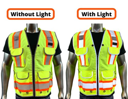REXZUS A Reflective Vest Class 2 Heavy Woven Two Tone Engineer Hi Viz Safety Vest 3M 8712 Tape - color: Yellow, size: XX-Large-3X-Large