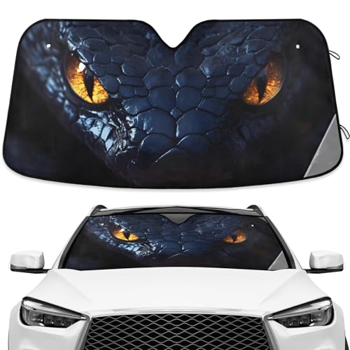 Funny Black Mamba Eyes Windshield Sunshade Car Sun Shade Front Window Shade for Truck SUV Blocks UV Rays Sun Reflector Visor Protector Accordion Folding - color: Multi110