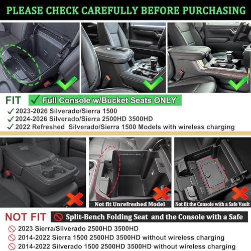 PIMCAR Center Console Organizer for 23-26 Chevy Silverado/GMC Sierra 1500, 2024-2026 Silverado/Sierra 2500HD 3500HD, 22-26 Silverado/Sierra 1500 Refreshed Models (Full Console w/Bucket Seats ONLY) - color: 22-26 1500 Refreshed & 24-26 2500HD/3500HD Red