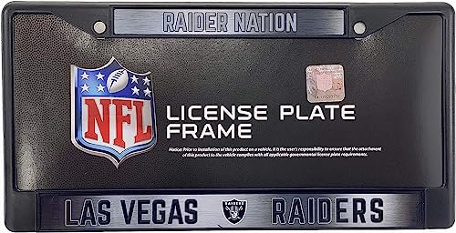NFL Las Vegas Raiders Raider Nation Black Chrome License Plate Frame - 2-Screw Mount - color: Raiders