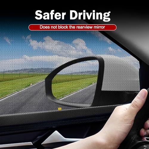 4 PCS Car Window Shades, Stretchable Side Window Full Coverage Sun Shade, Breathable Front & Rear Door Mesh Window Cover for Baby Kids Adults Pet, Universal for Most Cars (Black) - size: 4 Pcs