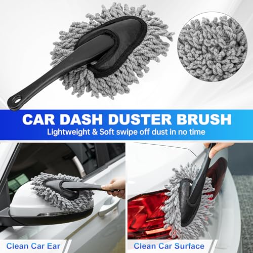 THINKWORK Windshield Cleaner Tool, Car Interior Cleaning Kit, Car Detailing Kit Interior Cleaner with10Pcs Detailing Brush Set, Gray Auto Detailing Supplies & Accessories - size: 20PCS