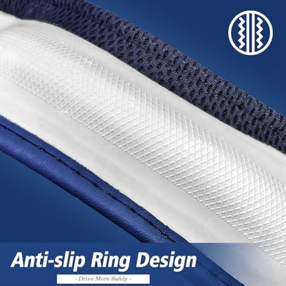 ZHOL Blue Steering Wheel Cover,Nappa Faux Leather with Comfort Grip,Non-Slip Breathable Universal Car Accessory for 15 Inch Steering Wheel - color: Blue