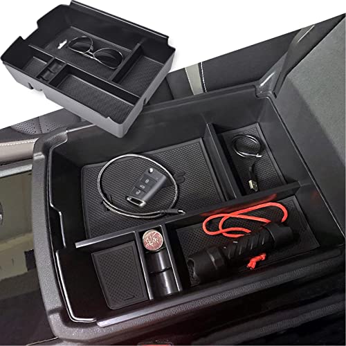 Center Console Organizer Tray Compatible with Atlas Accessories 2018 2019 2020 2021 2022 2023 Cross Sport Armrest Glove Box Secondary Storage Divider ABS Materials - Black Trim