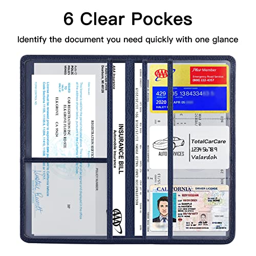 Valardoh Premium Car Registration and Insurance Card Holder, Car Document Holder for Cards, Driver License & other Essential Documents (Deep Blue) - color: Deep Blue