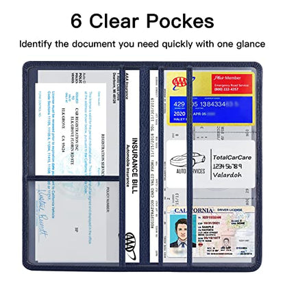 Valardoh Premium Car Registration and Insurance Card Holder, Car Document Holder for Cards, Driver License & other Essential Documents (Deep Blue) - color: Deep Blue