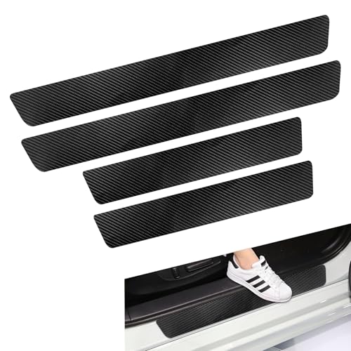 4PCS Car Door Sill Protector, Door Edge Guards, Carbon Fiber Leather Doors Sill Sticker, Automotive Exterior Accessories Waterproof Car Doors Sills Scratch Protection for Most Vehicles (4PCS) - color: 4PCS