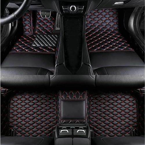 Custom Luxury Leather car Floor mats for Cars, SUVs, Trucks Compatible with car Floor mats Upgrade Your car Interior Waterproof and Non-Slip All-Weather Protection (Black Red) - color: Black Red