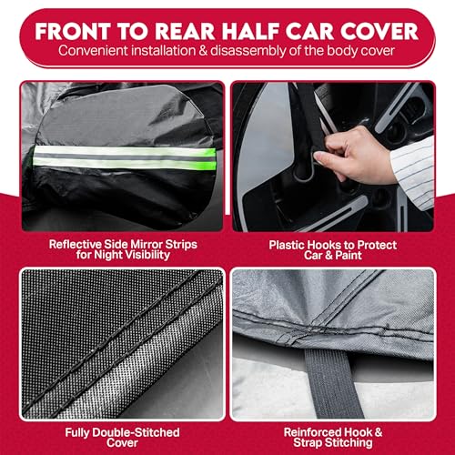 UV Resistant Winter Windshield Cover with Reflective Straps – Breathable Hail Cover - Windproof & Dustproof | 6-Layers Waterproof Sedan Car Cover for All Weathers for Sedan & Trucks