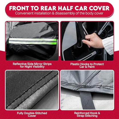 UV Resistant Winter Windshield Cover with Reflective Straps – Breathable Hail Cover - Windproof & Dustproof | 6-Layers Waterproof Sedan Car Cover for All Weathers for Sedan & Trucks
