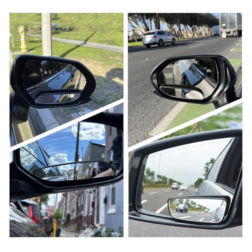 2 PCS Blind Spot Mirror, Rectangular Framed Curved Wide-angle Rearview Mirror, HD Anti-glare Parking Accessory with Adjustable Bracket, Truck Accessories for Men (Black)