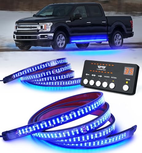 LUMENIX 2PCS 70 Inch Emergency Strobe Lights Strip LED Running Board Flexible Lights Bar Flashing Warning Hazard Safety Side Light for First Responder Vehicles Trucks Pickups Police Firefighters- Blue - color: Blue