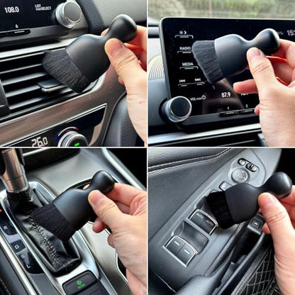 Car Detailing Brush, Soft Bristle Cleaning Brush, Scratch-Free Auto Duster Tool for Dashboard, Air Vents, Leather & Interior Cleaning (Black with Cap) - color: Black with Cap