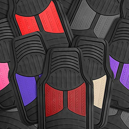 FH Group Monster Eye Full Set Rubber Floor Mats w. Trimmable Vinyl Trunk Liner/Cargo Mat Black- Fit Most Car, Truck, SUV, or Van (Black) F11313- F16403 - color: Solid Black, style: Floor Mat + Cargo Mat Set