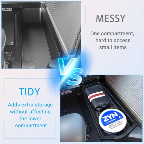 EDBETOS Gear Shift Side Insert Tray Compatible with 2025 2026 Toyota Camry Front Center Console Organizer Tray Interior Accessories, Hidden Card Slot Storage Box with Rubber Mats, Fits XSE XLE SE LE
