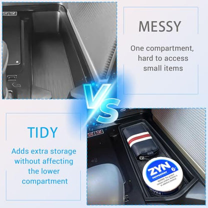 EDBETOS Gear Shift Side Insert Tray Compatible with 2025 2026 Toyota Camry Front Center Console Organizer Tray Interior Accessories, Hidden Card Slot Storage Box with Rubber Mats, Fits XSE XLE SE LE