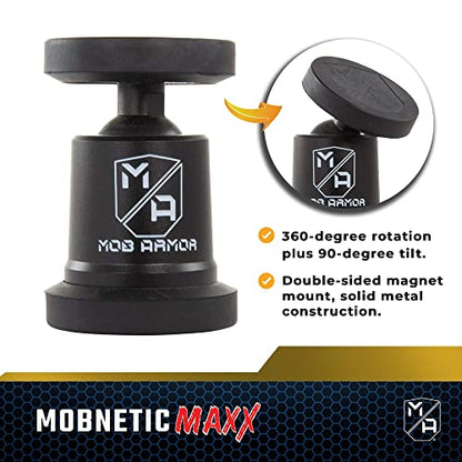 Mob Armor MobNetic Maxx - USA Assembled Magnetic Phone Holder for Car, Magnetic Car Phone Mount, 90-Degree Tilt, 360-Degree Rotation, Aluminum Metal, Compatible with iPhone & Android - Black Chrome - color: Black Chrome