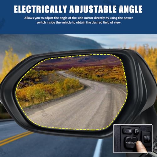 Driver Side Mirror Assembly Compatible with Toyota Corolla 2020-2025 Heated with Turn Signal, Power Adjustable Glass Replace 8794012G00, TO1320394, 8794002926 Black (6Pin Left) - style: 6pin Left