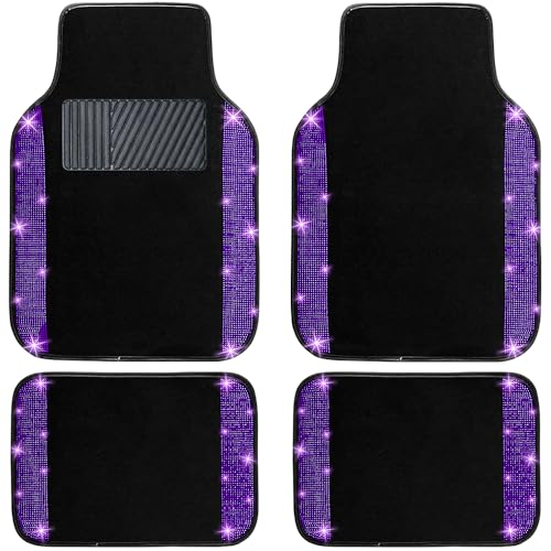 NBTEPEM Purple Violet Bling Car Floor Mats Full Set, Universal Fit Most Cars,SUV, Trucks, 4 pcs Sparkle Glitter Diamond Carpet for Women Girls with Anti-Slip Pad (Purple Violet Diamond) - color: Purple Violet Diamond, size: Car Floor Mats (4 Pieces)