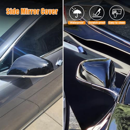 Side Mirror Cover Compatible with Tesla Model X 2017-2020, Mirror Cover Cap Trim (Gloss Black) - color: Gloss Black