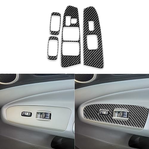 Real Soft Carbon Fiber Car Inner Door Window Lift Switch Button Frame Trim Sticker Auto Premium Interior Accessories Compatible with Toyota Tacoma 2005 2006 2007 2008 2009 2010 2011 Black - color: Window Lift Switch, size: Black Carbon Fiber