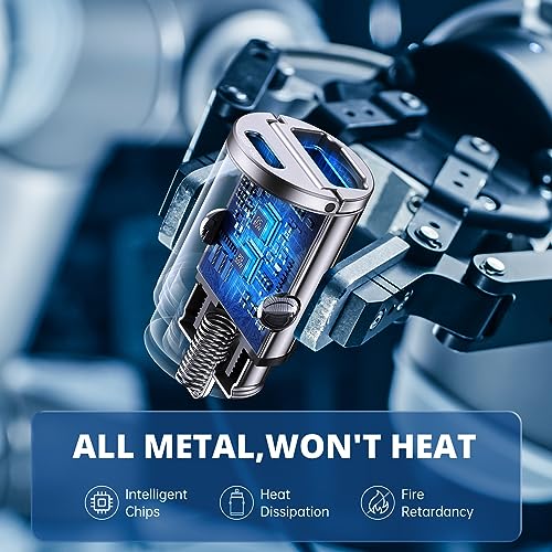 USB C Car Charger Syncwire 90W [PD 45W & QC 45W] USB Car Charger Adapter Fast Charging [Super Mini & All Metal] Compatible with iPhone 15/14 Pro Max Plus 13 12 Samsung S23/S22/21 Note 22, Pixel, iPad - color: Silver