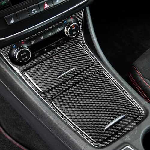 Generic Real Carbon Fiber Center Control Storage Box Surround Frame Cigarette Lighter Storage Box Cover Panel Sticker Cover Compatible with Benz CLA C117 2014-2018 GLA X156 2015-2019 Black - Kit - color: Center Control Storage Box Frame Cigarette Lighter