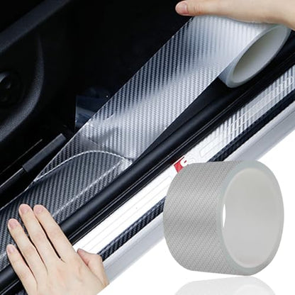 Car Door Edge Trim,Universal Door Sill Protector,Transparent Carbon Fiber Front/Rear Bumper Guard,Automotive Scratch Cover Strip Sticker(2.76" x33FT,White Carbon Fiber) - color: White Carbon Fiber-2.76"x33ft