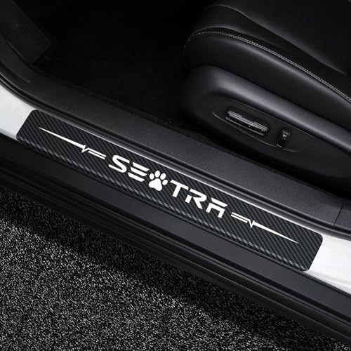Duoles 4Pcs Door Sill Protector Reflective 4D Carbon Fiber Leather Sticker Door Entry Guard Stickers Scuff Plate Stickers for Nissan Sentra (White) - color: White