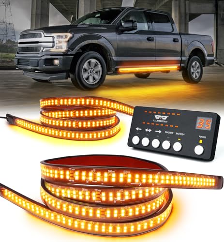 LUMENIX 2PCS 70 Inch Emergency Strobe Lights Strip LED Running Board Flexible Lights Bar Flashing Warning Hazard Safety Side Light for Construction Vehicles Tow Work Trucks Pickups - Amber - color: Amber