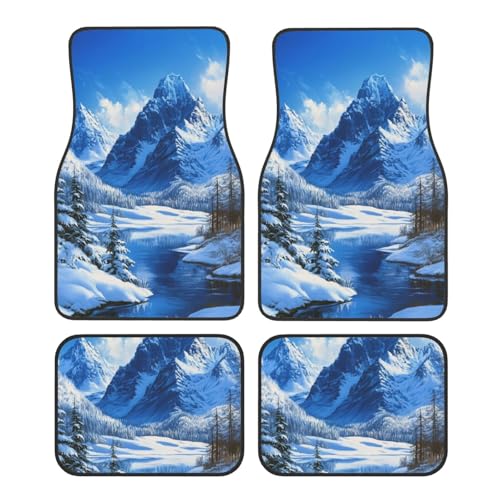 Snow Mountain Car Floor Mats,4 Piece, Car Rug Durable Anti-Slip Waterproof Trim to Fit Liner Universal Fit Auto,Sedan,SUV,Truck