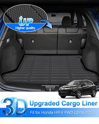 Cartist Cargo Liner Fits for Honda HR-V HRV 2016-2022 FWD Models All Weather Trunk Mat HRV Accessories Heavy Duty Waterproof Black - size: 1)Honda HR-V HRV 2016-2022 FWD