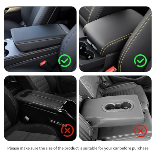 wuyaoyao Car Center Console Cover, 12.2"×8.27"×1.97" Leather Center Console Protector, Auto Armrest Pad with 2 Storage Pocket, Universal Armrest Cover Cushion for Most Cars, Trucks, SUVs (Pink) - color: Pink