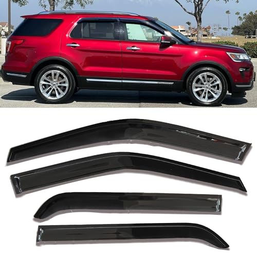 Side Window Visors rain Guards Vent Deflectors Compatible with Ford Explorer 2011-2019, Vent Deflector Window Rain Guard Sun Shade Visors, Car Accessories 4PCS 94293 - size: Compatible with Ford Explorer 2011-2019