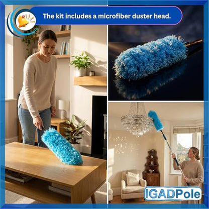 IGADPole 24 FT Washing Kit: Water-fed Brush with Soap Dispenser, Cobweb Dusters, with 6-Stage Telescoping Pole 5-24ft Pole/Window and Dusting Cleaning Kit - size: 24 ft Pole