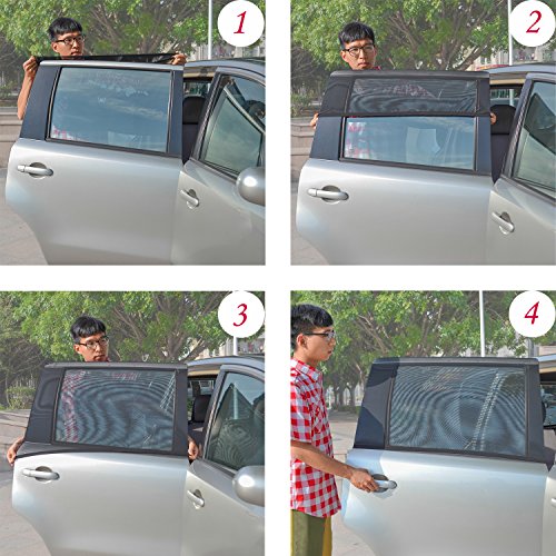 TFY Universal Car Rear Side-Door Square-Window Sunshades - for Vehicles with Side Windows 29.5Inch - 41.5Inch W x 19Inch H (Regular Rectangular Window) - size: Regular Rectangular Window