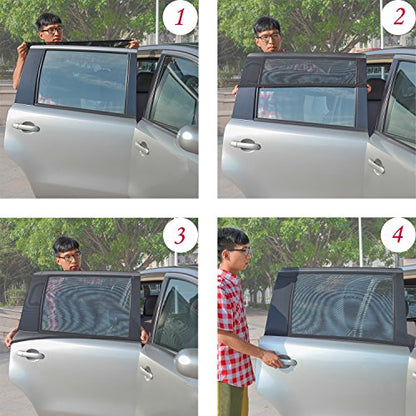 TFY Universal Car Rear Side-Door Square-Window Sunshades - for Vehicles with Side Windows 29.5Inch - 41.5Inch W x 19Inch H (Regular Rectangular Window) - size: Regular Rectangular Window